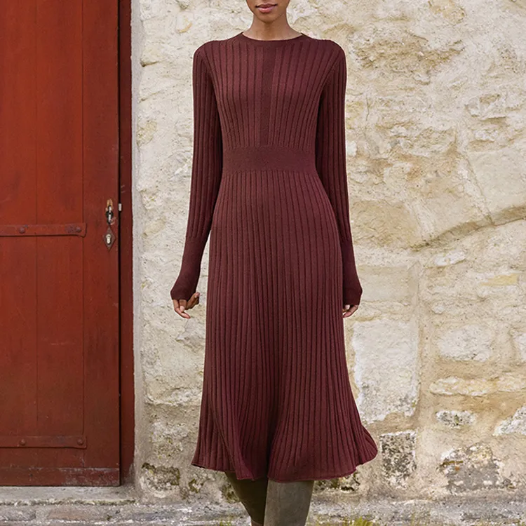 UNIQLO Long-Sleeved Dresses Women's Burgundy-1