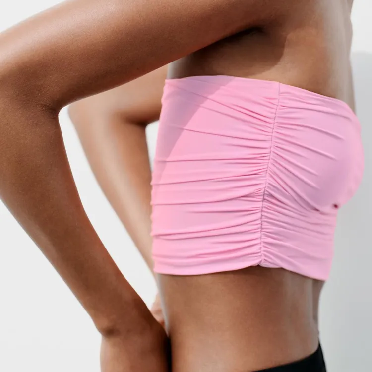 ZARA Strapless Top Women's Pink-4