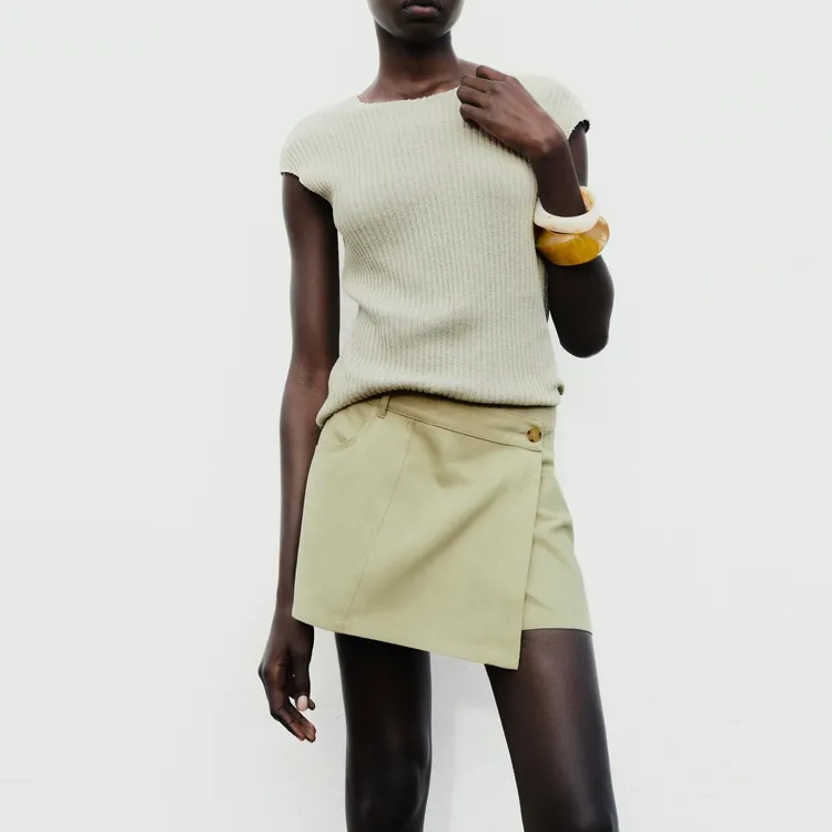 ZARA Casual Shorts Women's Light Khaki-3