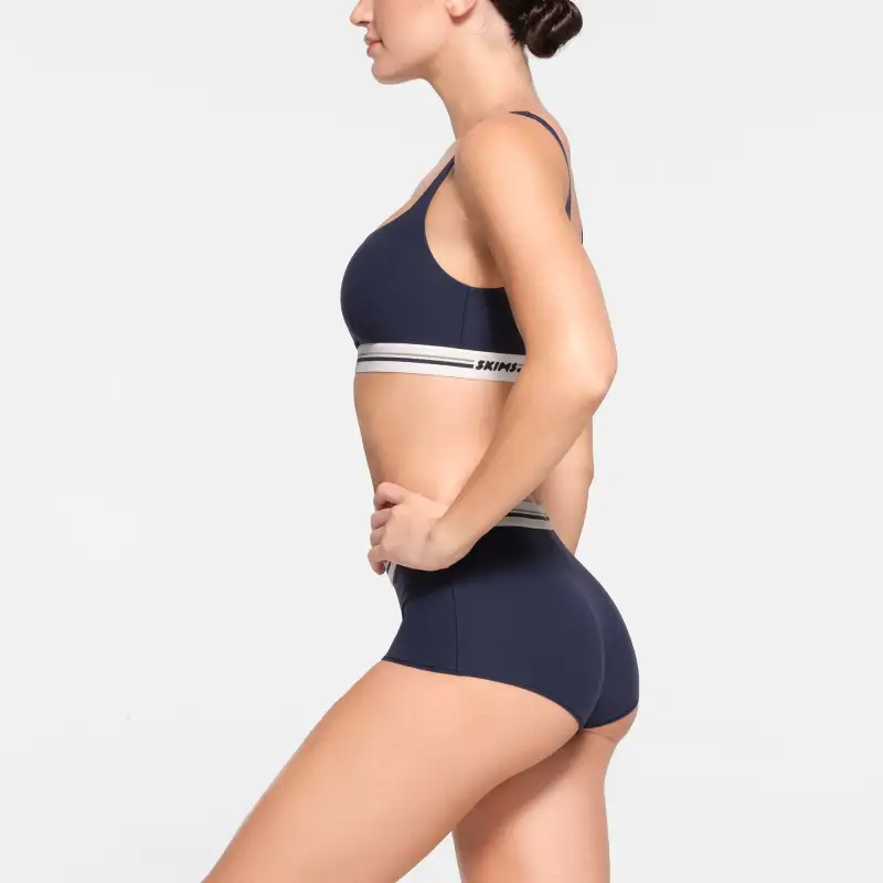 SKIMS FITS EVERYBODY Series LOGO STRAIGHT NECK BRALETTE Bra Women's NAVY/Marine Blue-2