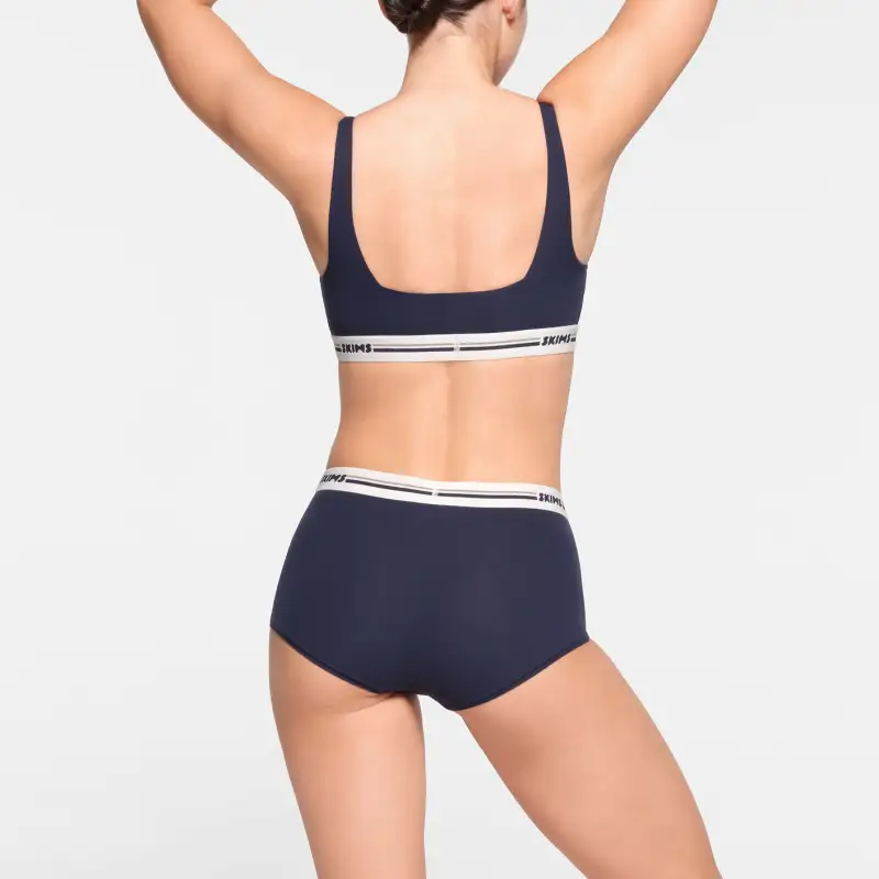 SKIMS FITS EVERYBODY Series LOGO STRAIGHT NECK BRALETTE Bra Women's NAVY/Marine Blue-3