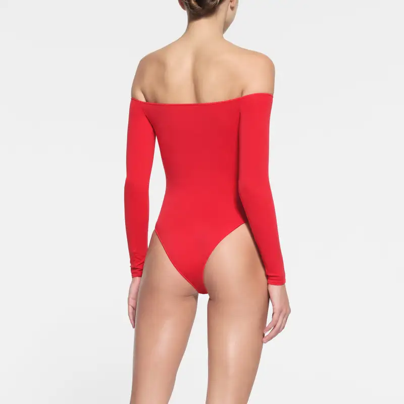 SKIMS ESSENTIAL OFF THE SHOULDER BODYSUIT Bodysuits Women's RED/Red-3