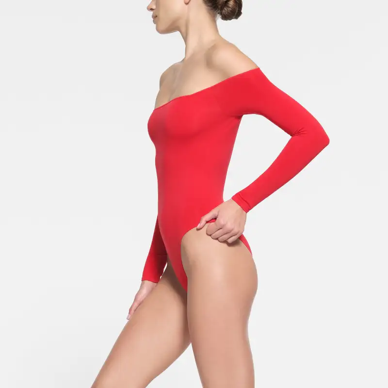 SKIMS ESSENTIAL OFF THE SHOULDER BODYSUIT Bodysuits Women's RED/Red-2