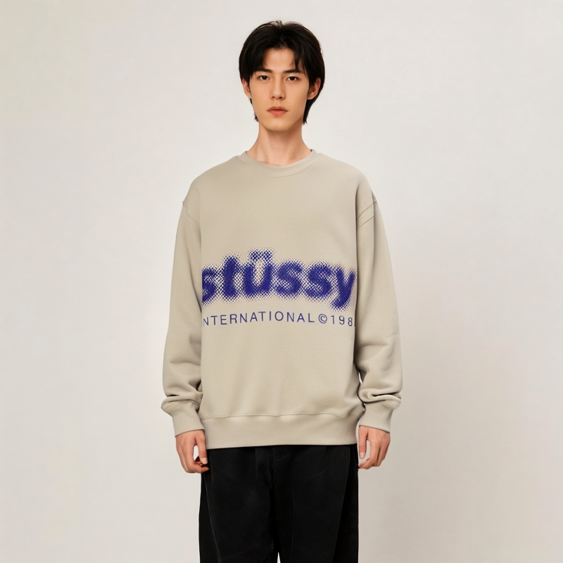 Stussy BLUR CREW ベージュ XL - メルカリ