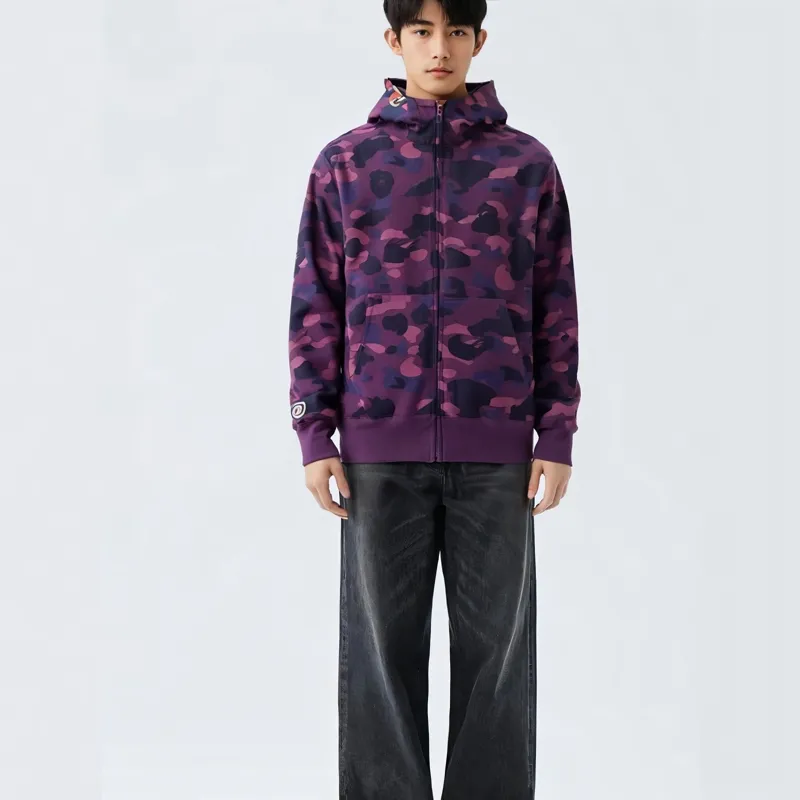 A BATHING APE Camo Shark Full Zip Hoodie-1