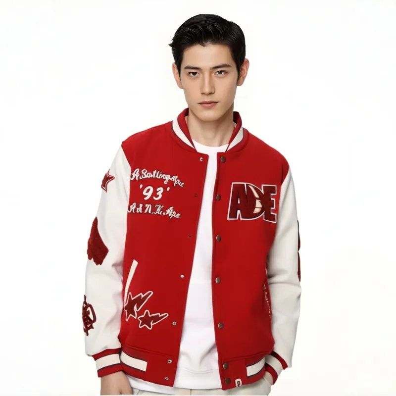 A BATHING APE Multi Motif Varsity Jacket-4