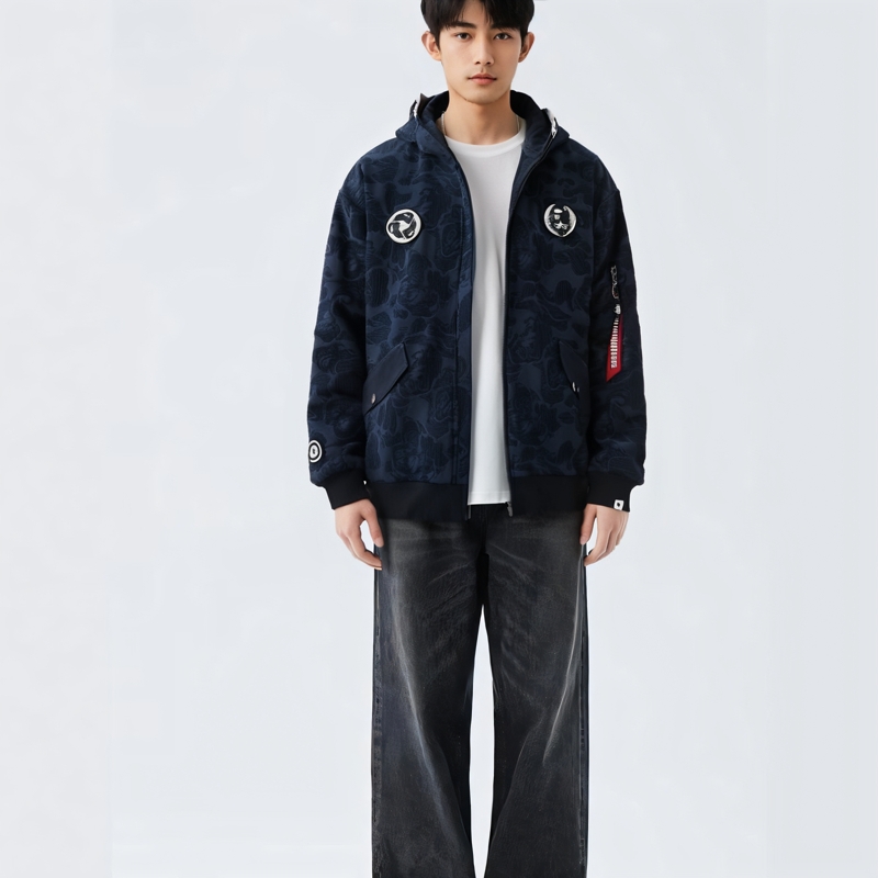 A BATHING APE X Alpha Industries Shark Full Zip Hoodie - POIZON