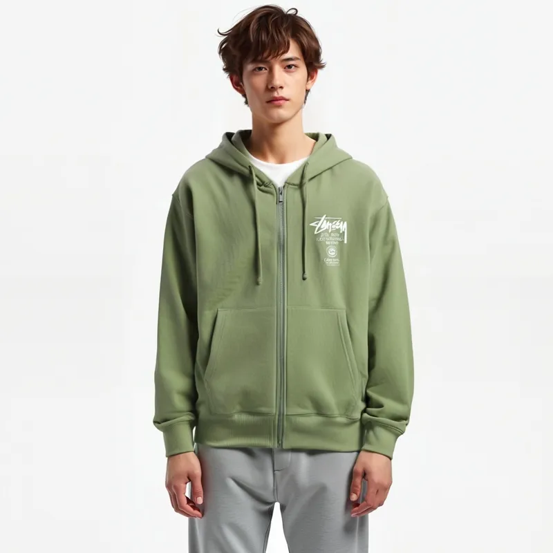 Stussy World Tour Zip Hoodie Navy-2