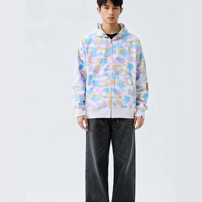 Bape New Multi Camo 2nd Shark Full Zip Hoodie-5