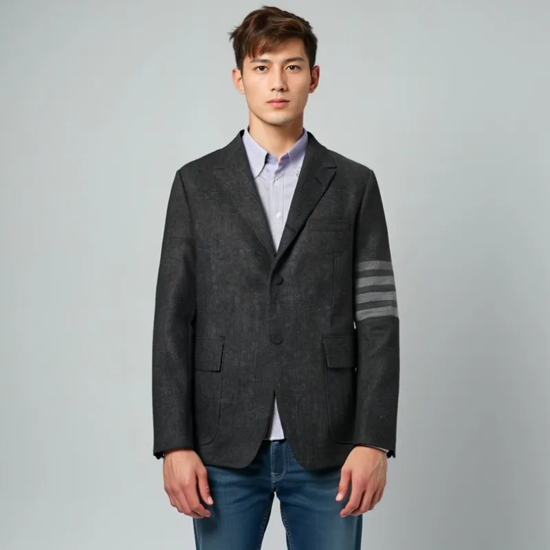 THOM BROWNE Stripe Detailed Single Breasted Tailored Blazer-2