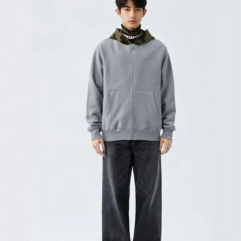 Bape X Ovo Woodland Camo Shark Reversible Full Zip Hoodie-4