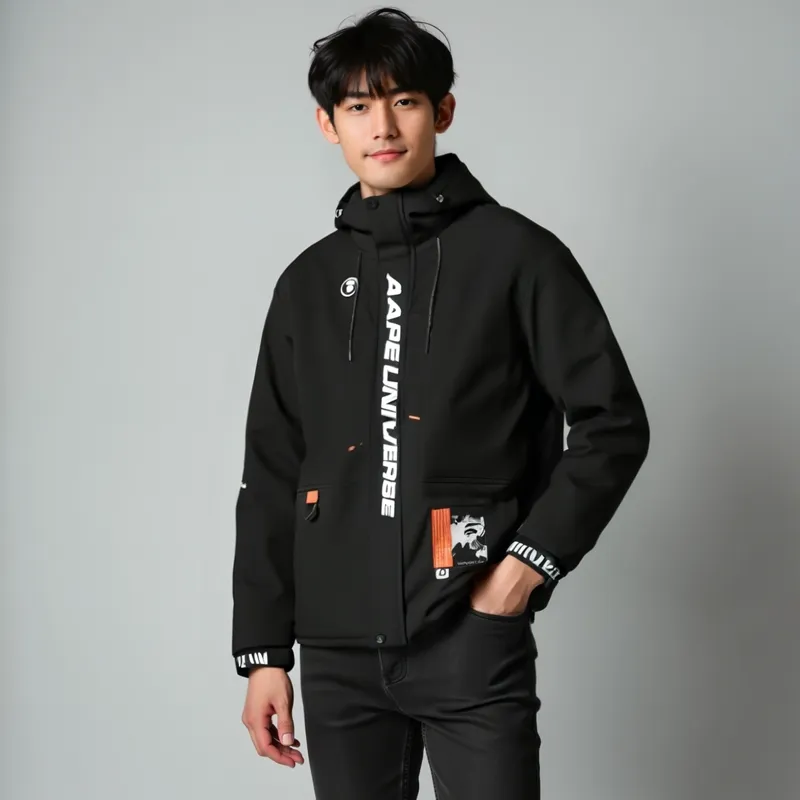 Aape Graphic print Hooded Padded Jacket-2