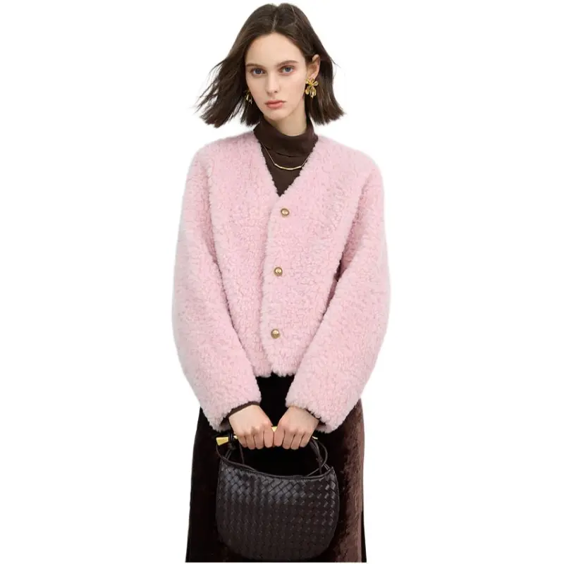 3COLOUR Velvet feel Coat Women's Light Pink-1