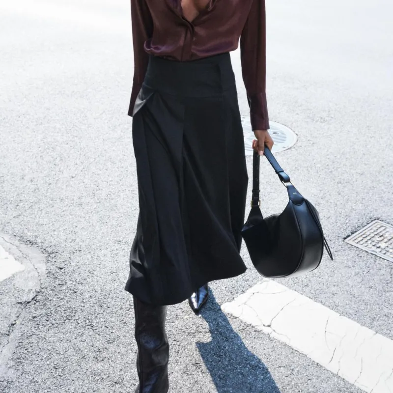ZARA ZW Series Casual Long Skirt Women's Black-3