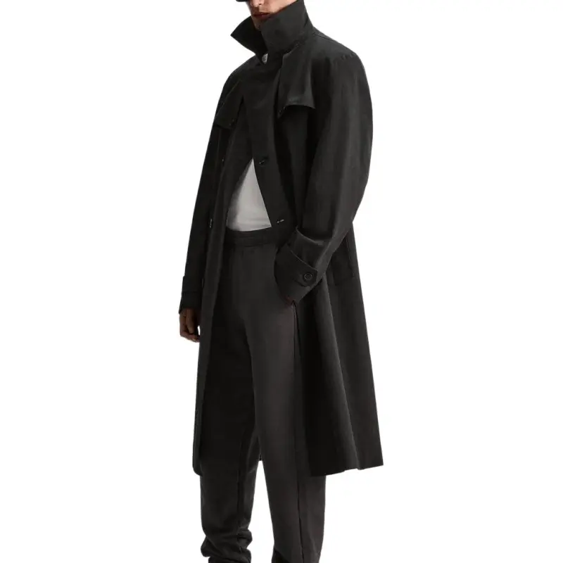 ZARA Trench Coats Men Black-2
