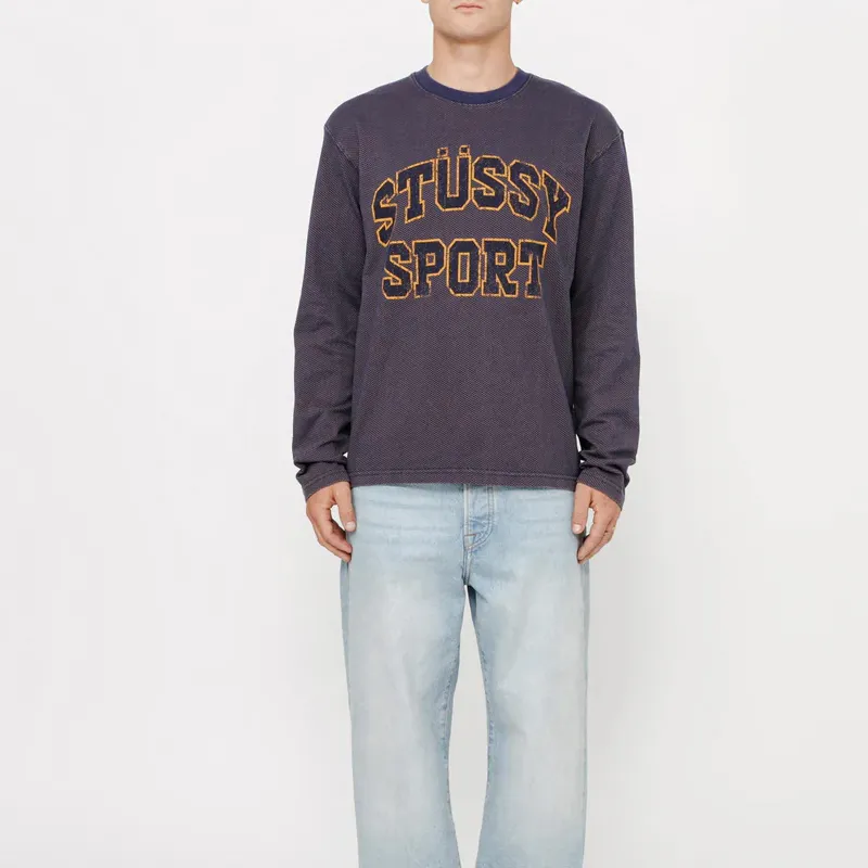 Stussy 2 Tone Cotton Mesh Crew-5