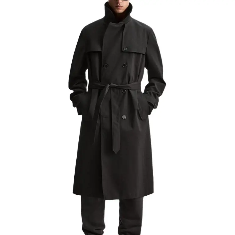 ZARA Trench Coats Men Black-3
