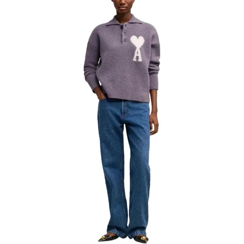 AMIPARIS Paris Ami De Coeur Knitted Polo Sweater-1