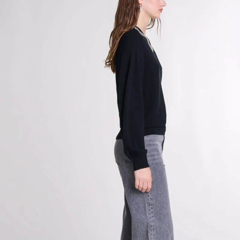 Maje Rhinestone embellished Sweater-2