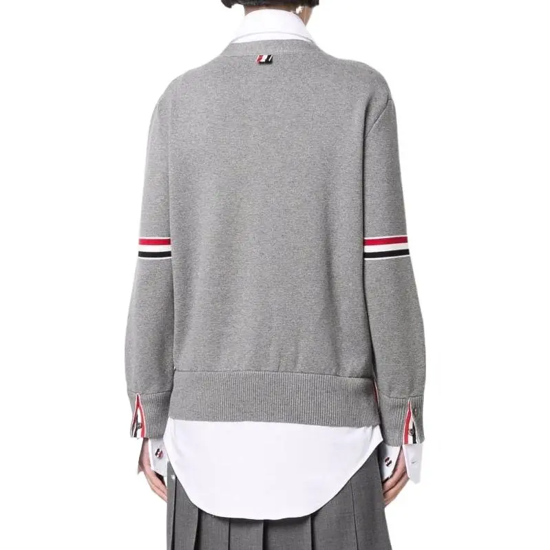 THOM BROWNE RWB armbands V neck Cardigan-3