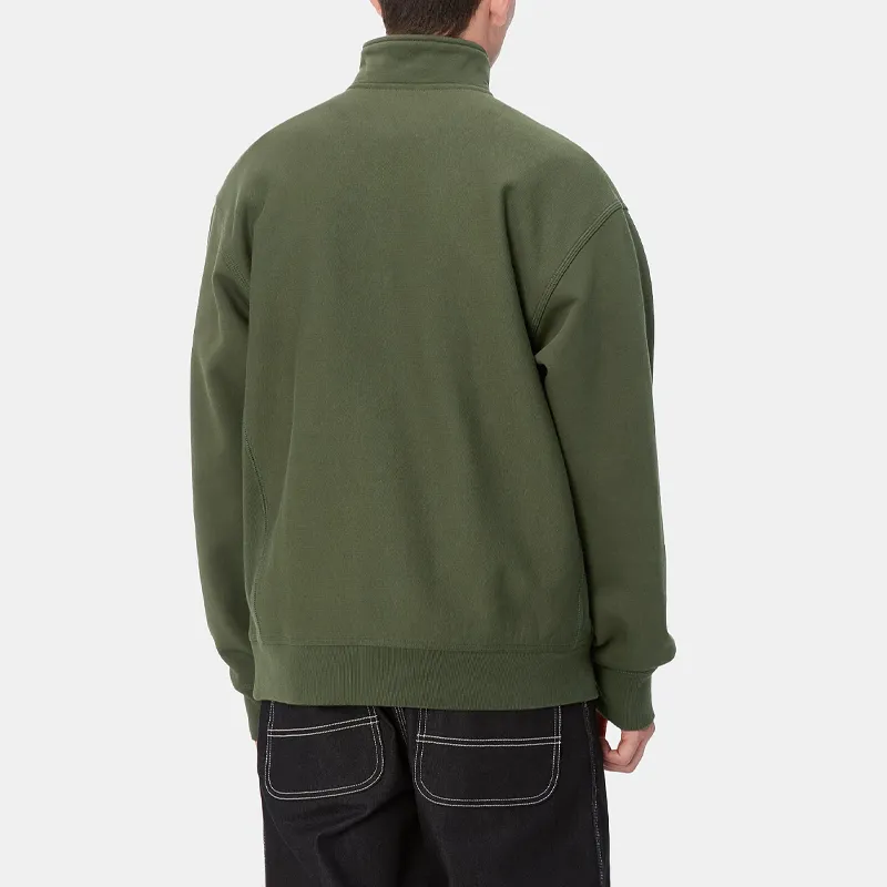 Carhartt WIP American Script FW24 Half Zip Sweatshirt Unisex Green-3