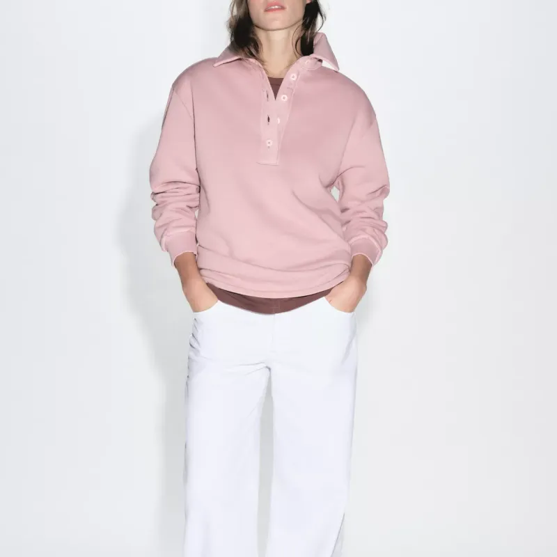 ZARA Sweatshirt Women's Light Pink-2