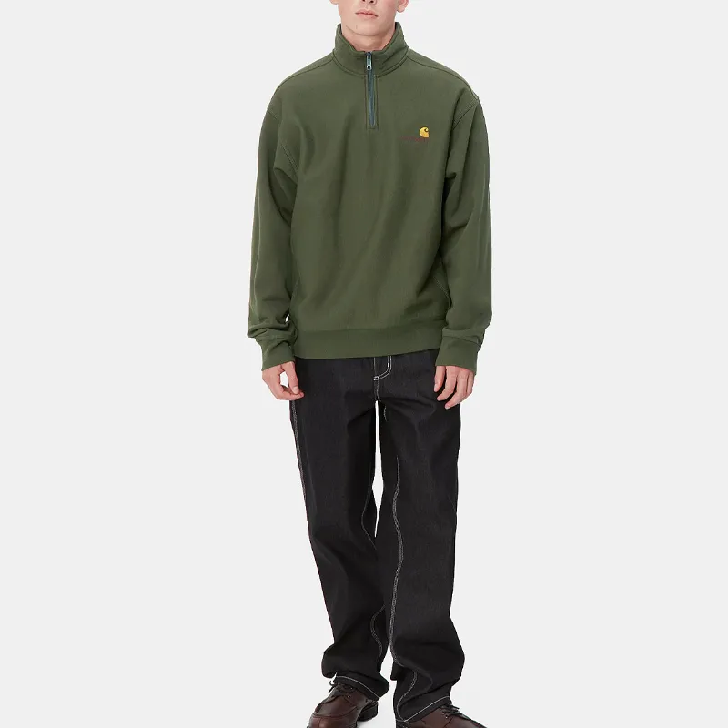 Carhartt WIP American Script FW24 Half Zip Sweatshirt Unisex Green-2
