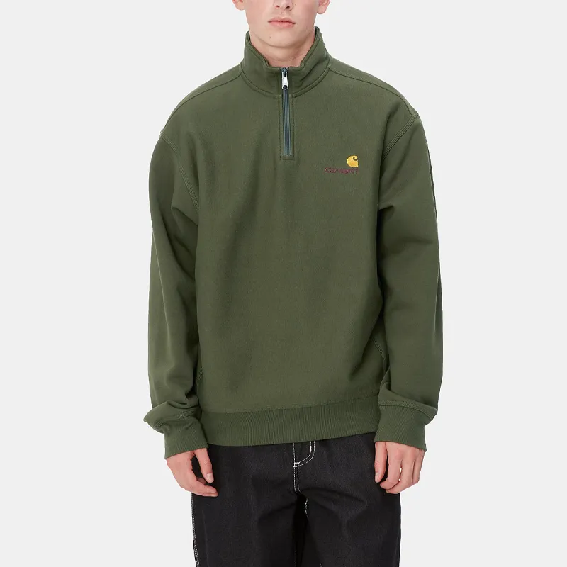 Carhartt WIP American Script FW24 Half Zip Sweatshirt Unisex Green-4