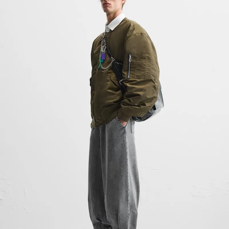 ZARA Jackets Men Khaki-4