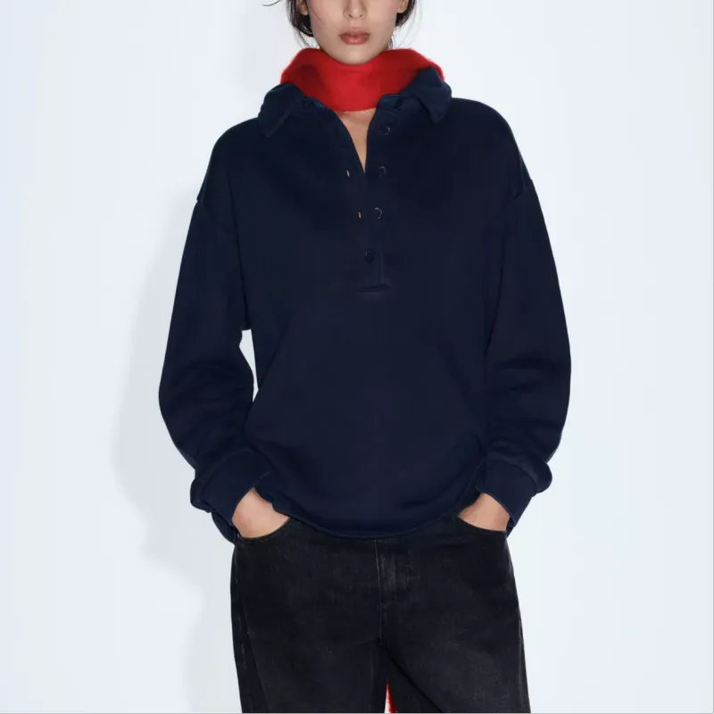 ZARA Sweatshirt Women's Marine Blue-4
