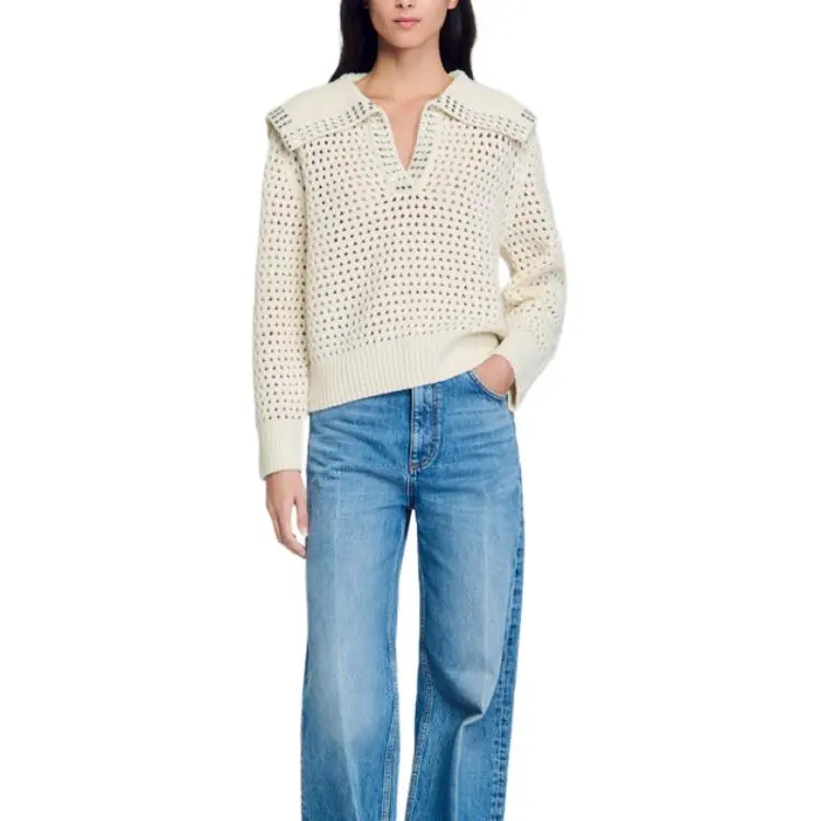 Sandro Rhinestone embellished Open knit Jumper-2