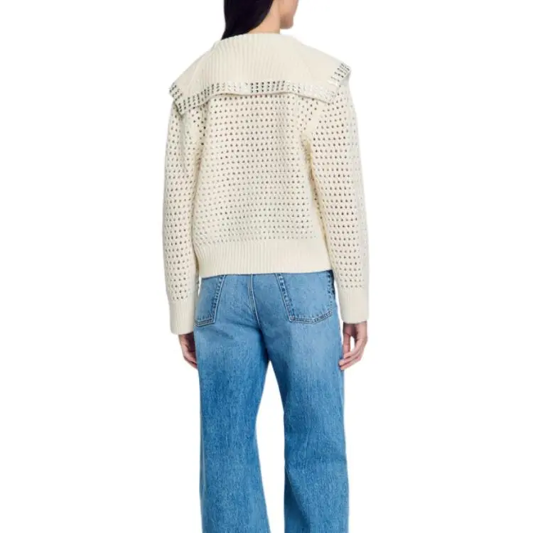 Sandro Rhinestone embellished Open knit Jumper-3