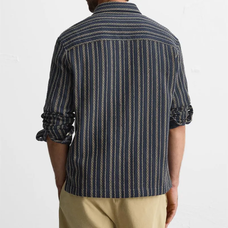 ZARA Shirts Men Sea Blue/Nude-2