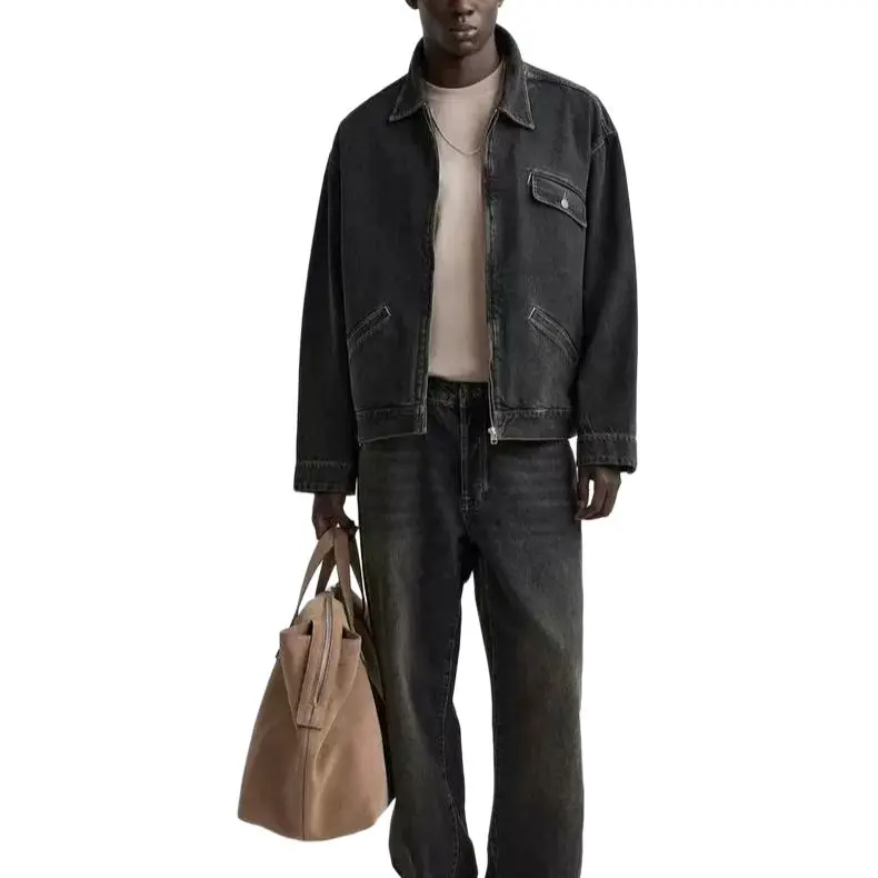 ZARA Denim Jackets Men Black-2