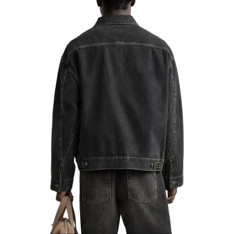 ZARA Denim Jackets Men Black-5