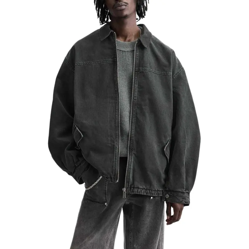 ZARA Denim Jackets Men Black-3