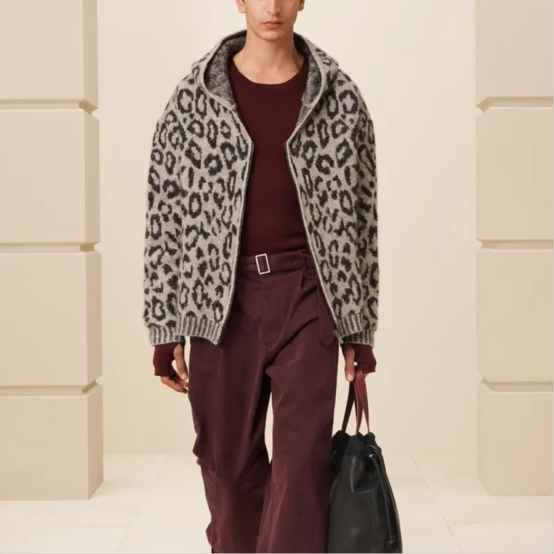 ZARA Sweatshirt Men's Leopard Print/Gray-3