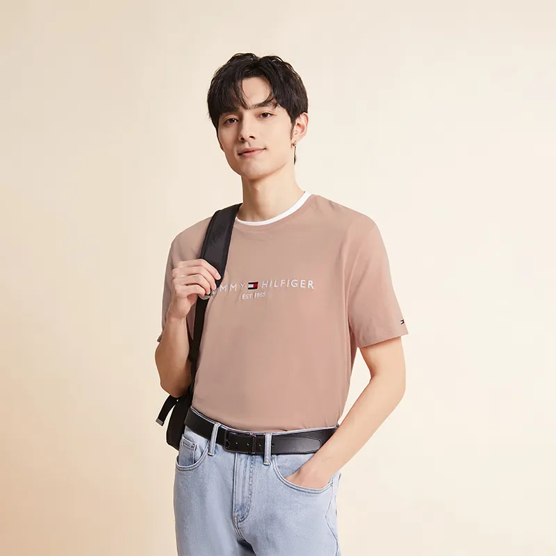 Tommy Hilfiger T Shirts Men Dusty Pink TMJ-2