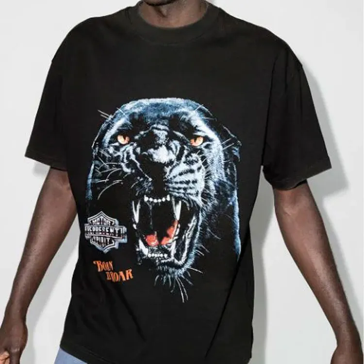 REPRESENT SS21 Men's Tiger Graphic Print Washed Vintage T-Shirt Gray-2