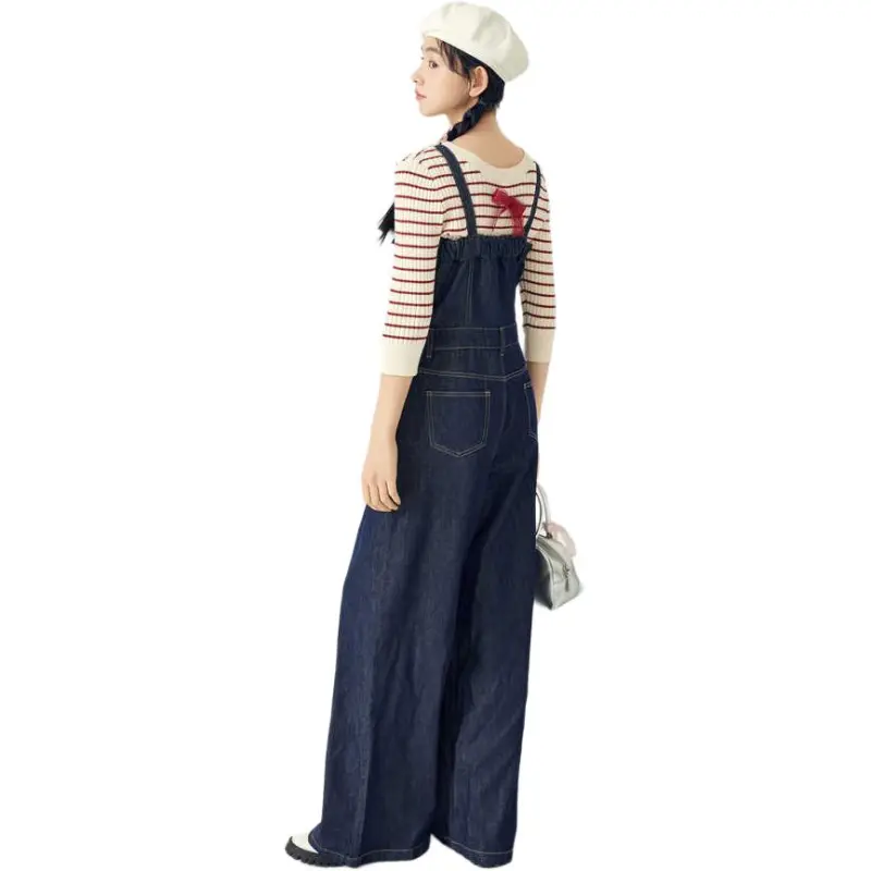 ZIHAN Overalls Women's Dark Denim Blue-3