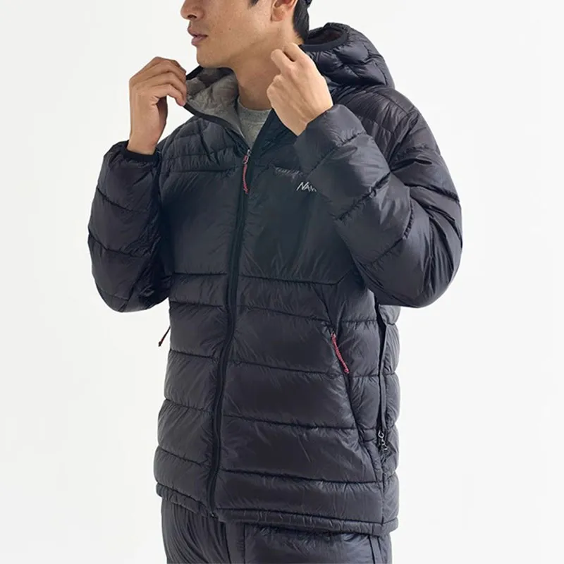 NANGA DOWN ZIP HOODIE Down Jacket Men's Black/Light Gray-1