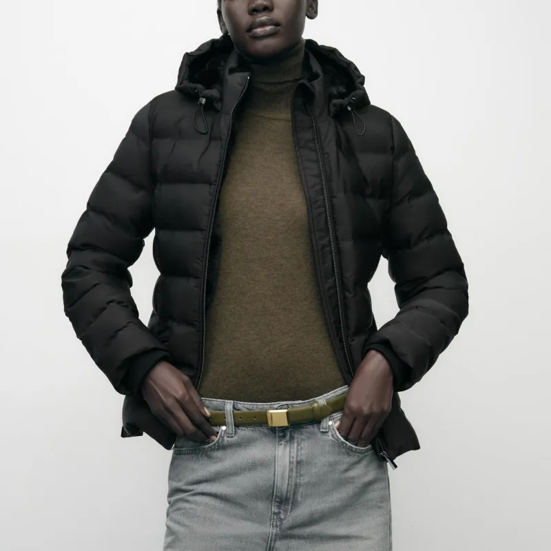ZARA Puffer Jacket Women's Black-4