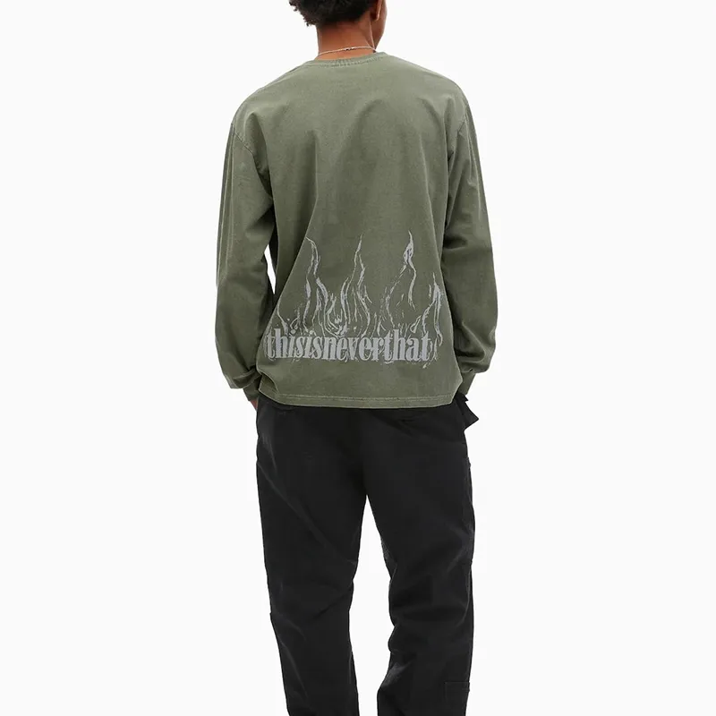 Thisisneverthat SS24 Flame Onyx L/S Tee Mud T Shirt Unisex Forest Green-2