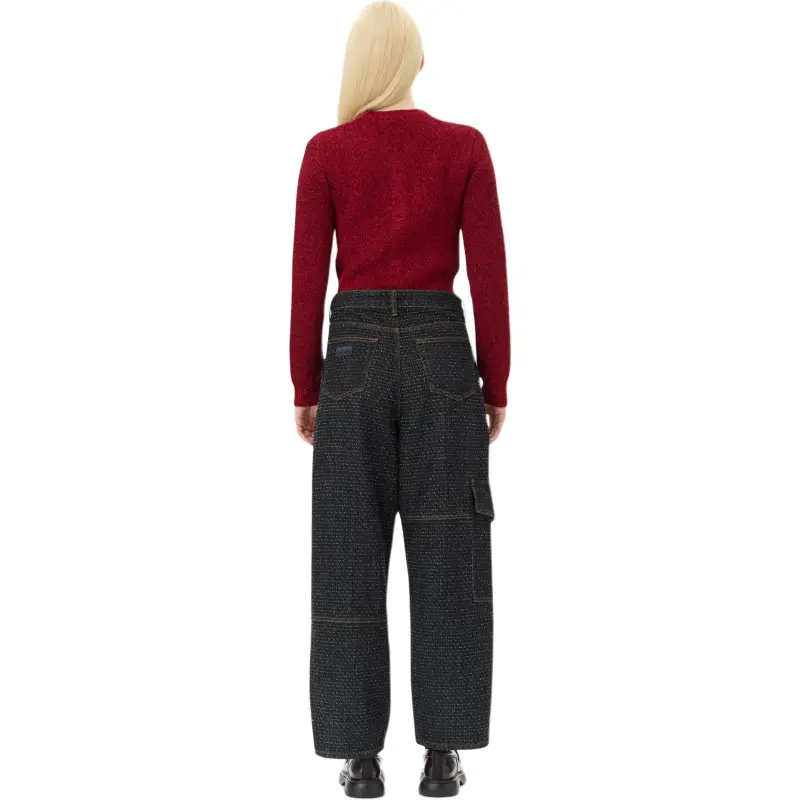 GANNI Logo Embroidered Knit Cardigan-4