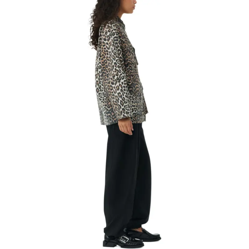 GANNI Leopard Printed Shirt Jacket-3