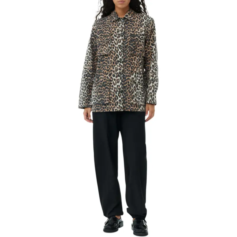 GANNI Leopard Printed Shirt Jacket-4