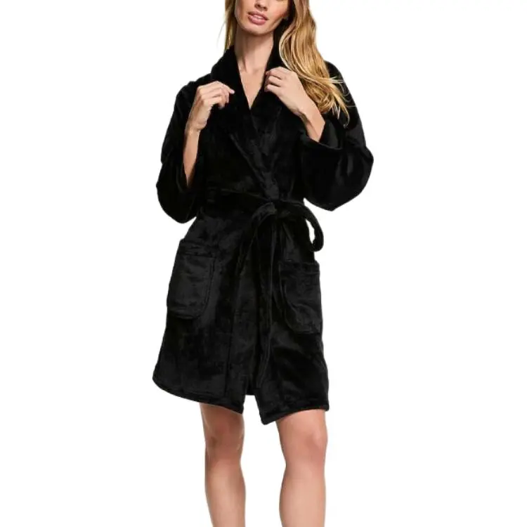 Victoria's Secret THE MIX Pajama Robe Bathrobe Women's Black-1