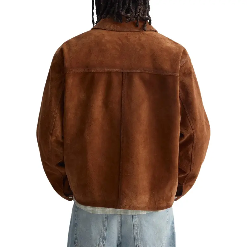 ZARA Leather Jacket Men's Brick Red-2
