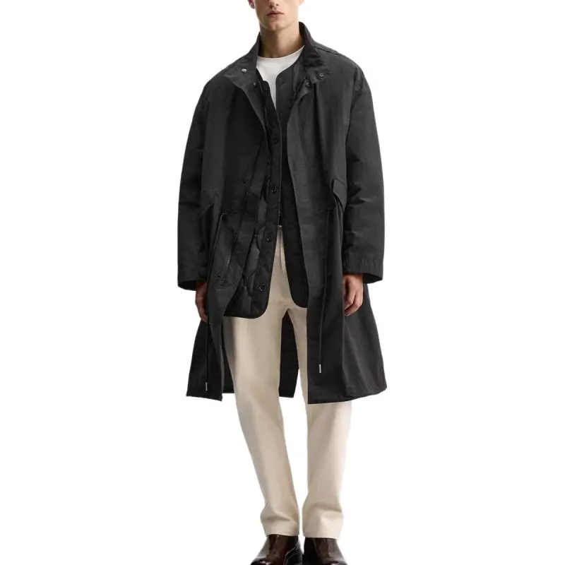 ZARA Trench Coats Men Black-2