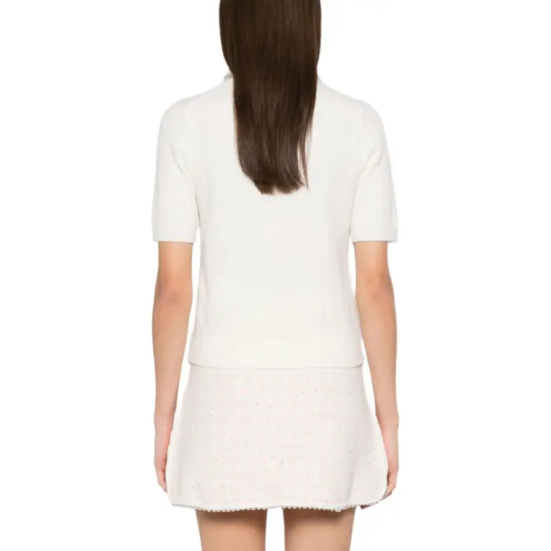 Maje Embellished-collar Knitted Polo Shirt-1